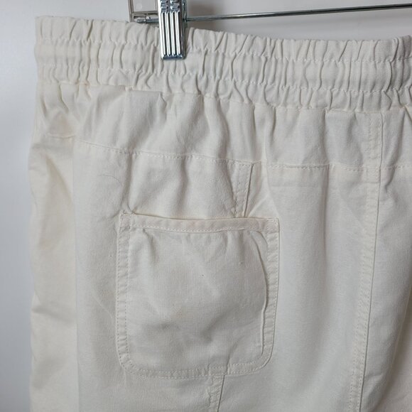 Cato White Linen Elastic Waist Drawstring Shorts Size 18/20W Pockets - Picture 7 of 10